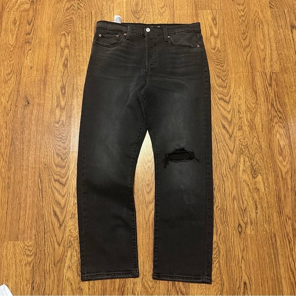 Levi's Black High Rise Jeans Distressed WEDGIE STRAIGHT 32 corton blend